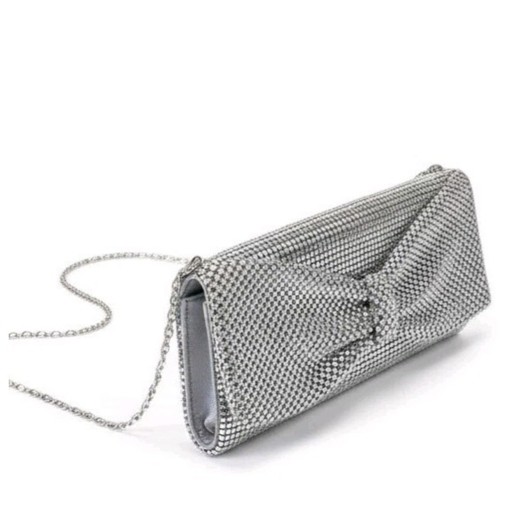 Jessica McClintock Silver Metal Purse Handbag Bag Clutch Prom Formal Evening